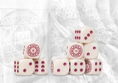 Conquest - Sorcerer Kings Logo on Royal Magenta Marbled Dice