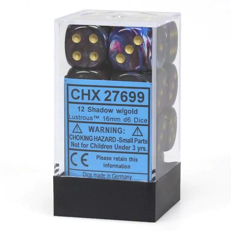 CHX 27699 Lustrous 16mm D6 Dice Block Shadow/Gold