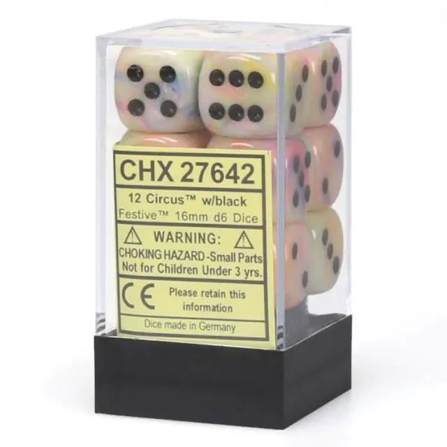 CHX 27642 Festive 16mm D6 Dice Block Circus/Black