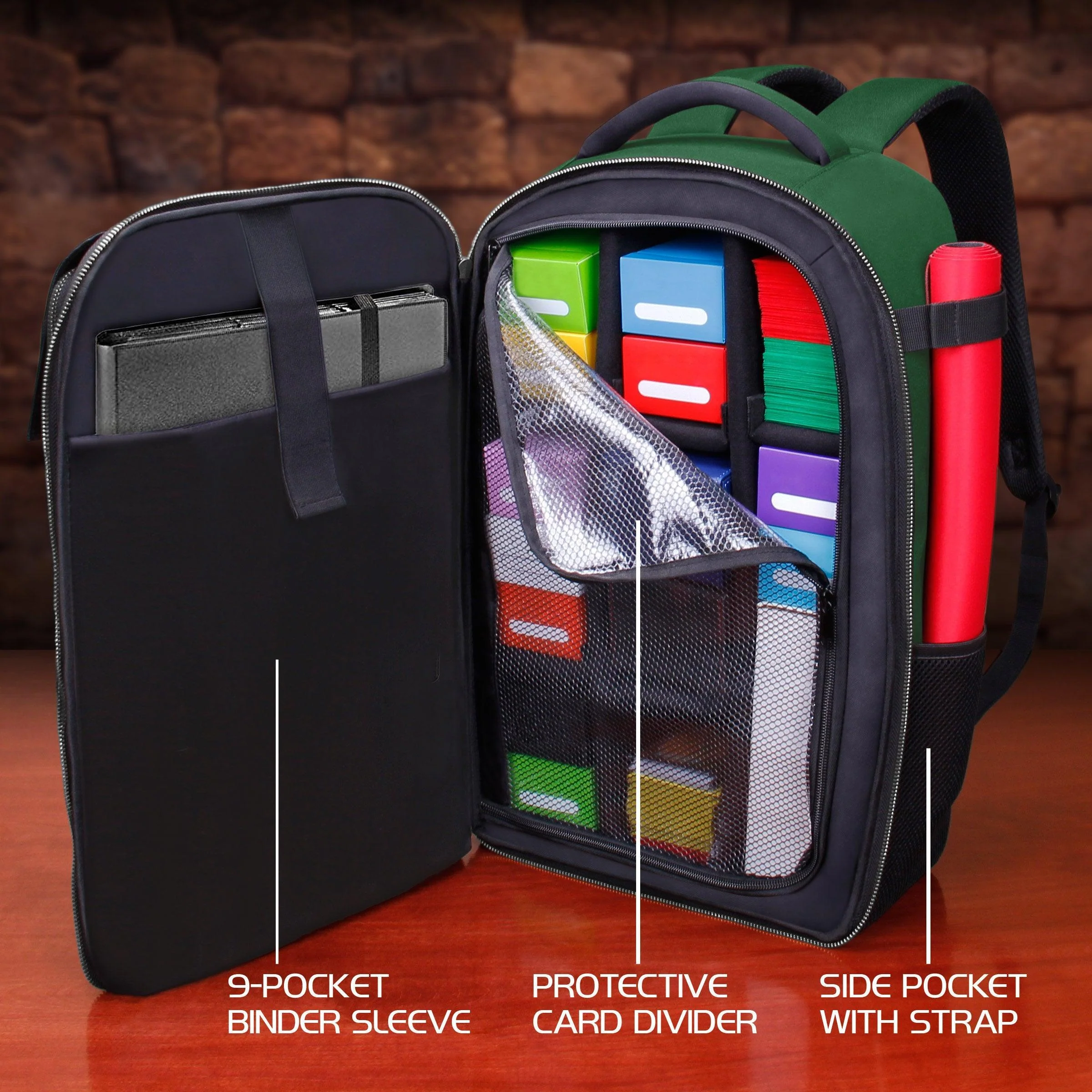Enhance Tabletop Collector's Card Storage Backpack - Green - Image 7