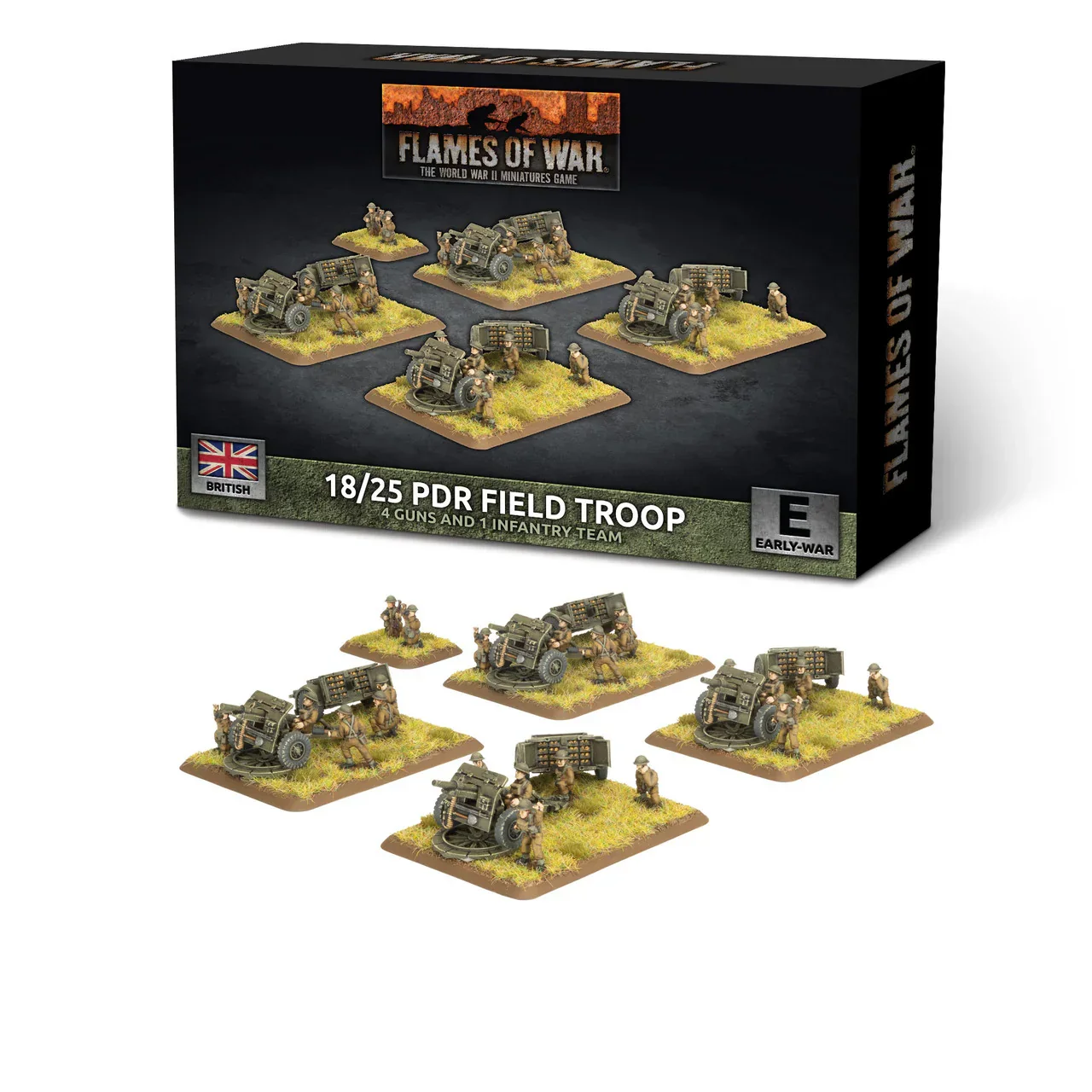 Flames of War: British: 18/25pdr Gun Battery (x4 guns + infantry team)