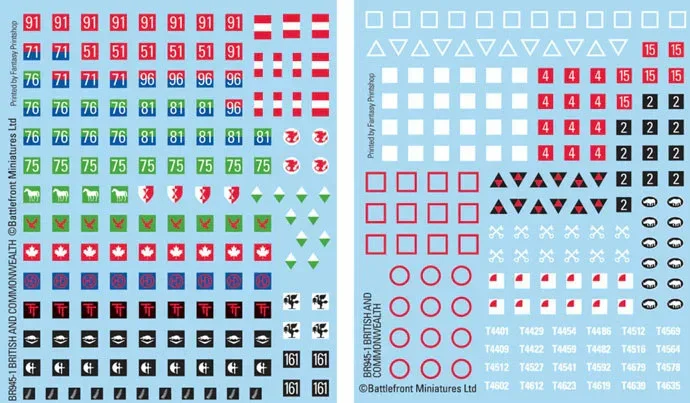 Flames of War: British and Commonwealth Decals (x4)