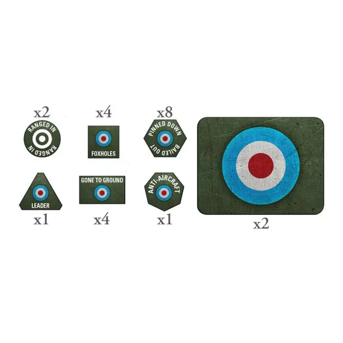Flames of War: British LW Tokens (x20) and Objectives (x2)