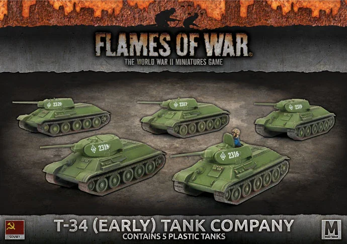 Flames of War: Soviets: T-34 (Early) Tank Company (x5 Plastic)