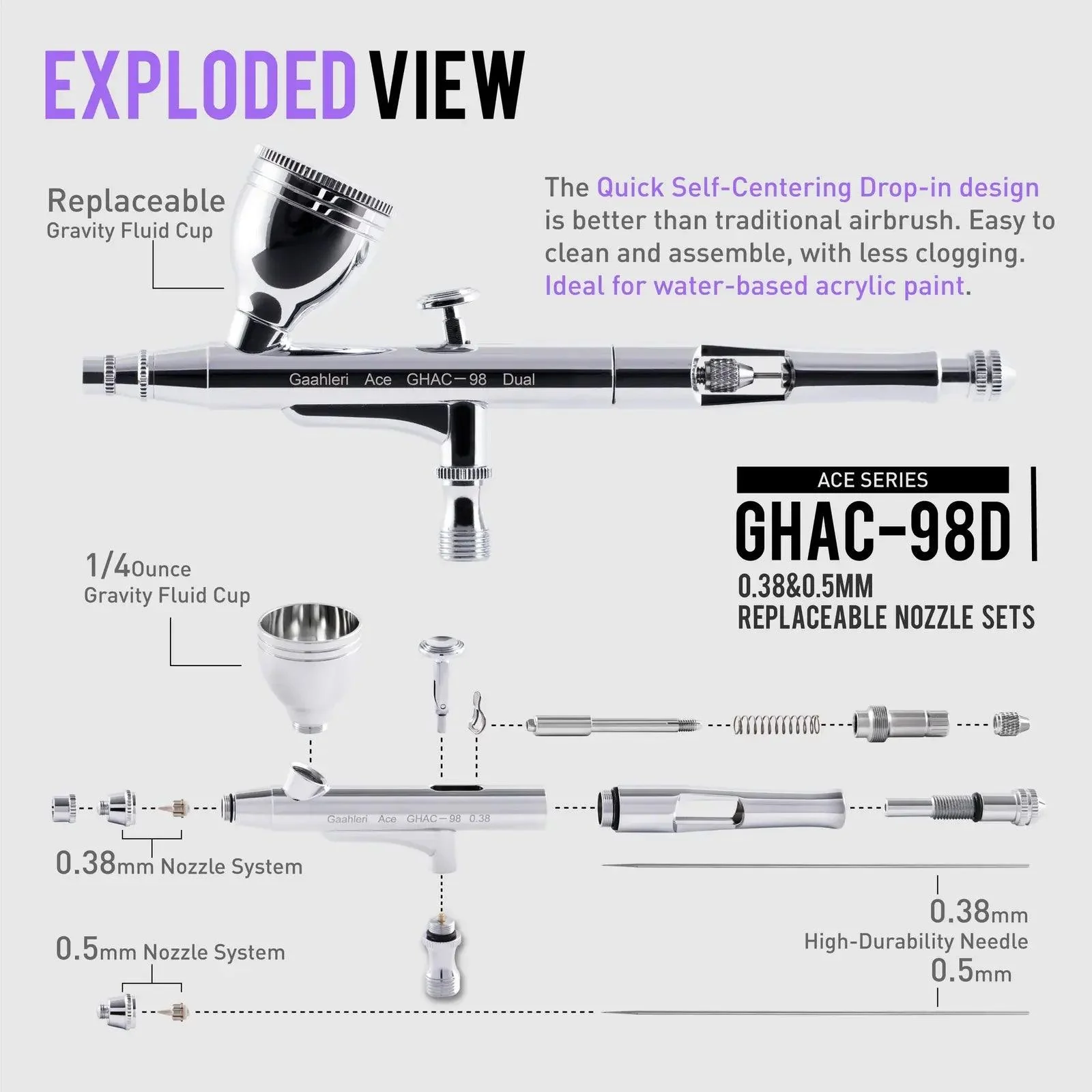 Gaahleri GHAC-98D Ace Series Airbrush - Image 3