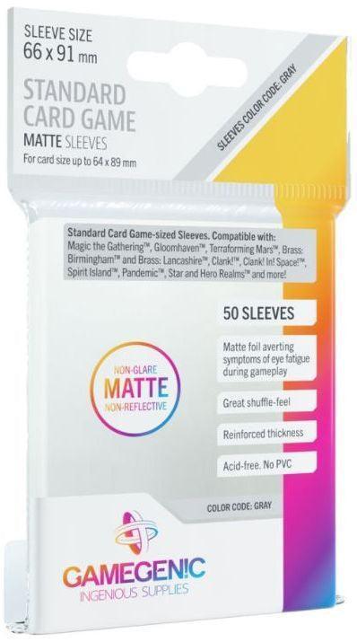 Gamegenic Matte Board Game Sleeves - Size Code GRAY - Standard Size (66mm x 91mm) (50 Sleeves Per Pack)