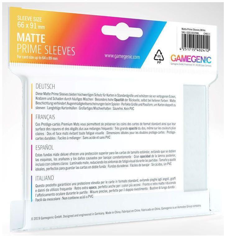 Gamegenic Matte Prime Card Sleeves White (66mm x 91mm) (100 Sleeves Per Pack) - Image 2