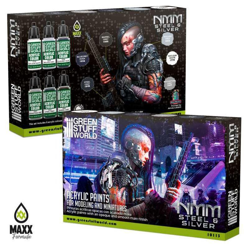 GREEN STUFF WORLD Paint Set - NMM Steel and Silver - Image 2