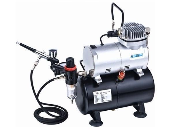 HSENG HS-AS186K AIR COMPRESSOR WITH HOLDING TANK KIT (INCLUDES HOSE & HS-80 AIRBRUSH)