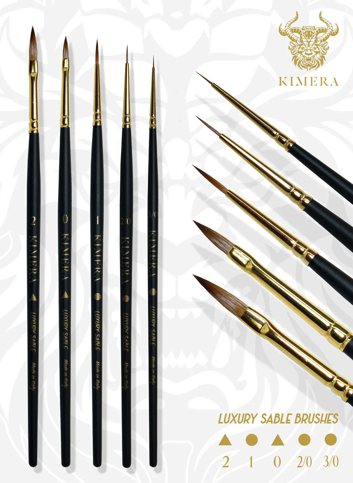 Kimera Brushes Set – Kolinsky Sable 5 brushes - Image 2