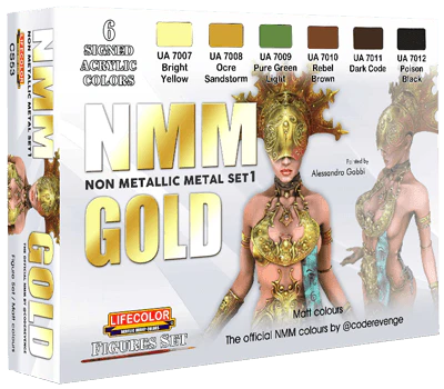 LifeColor Non Metallic Metal Paint Set 1 GOLD (22ml x 6)