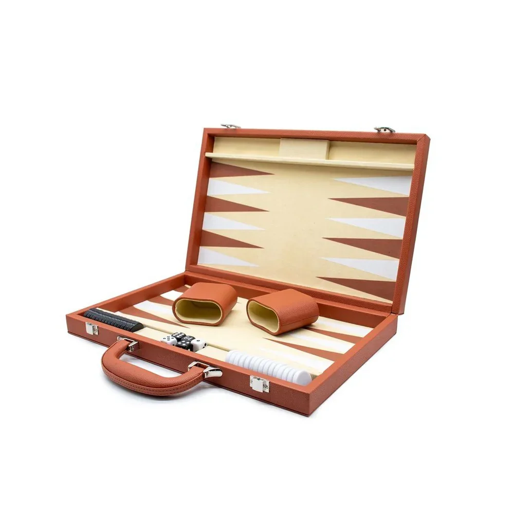 LPG Classics Leather Backgammon Set - Brown - Image 2