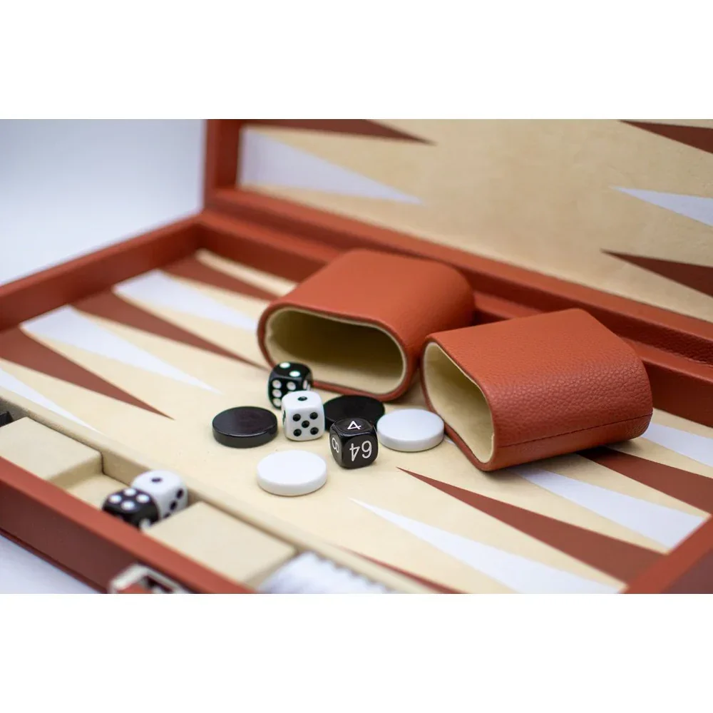 LPG Classics Leather Backgammon Set - Brown - Image 3