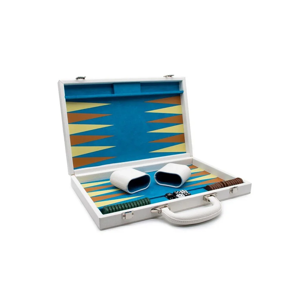 LPG Classics Leather Backgammon Set - White - Image 2