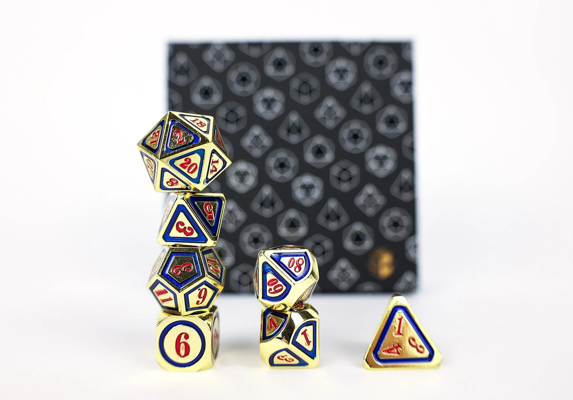 LPG Dice RPG Set Concentric Red/Blue/Gold - Image 2