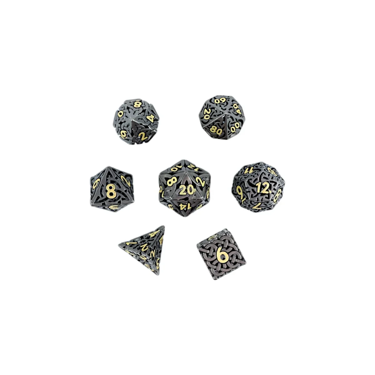 LPG Dice RPG Set Hollow Celtic - Black and Gold - Image 2