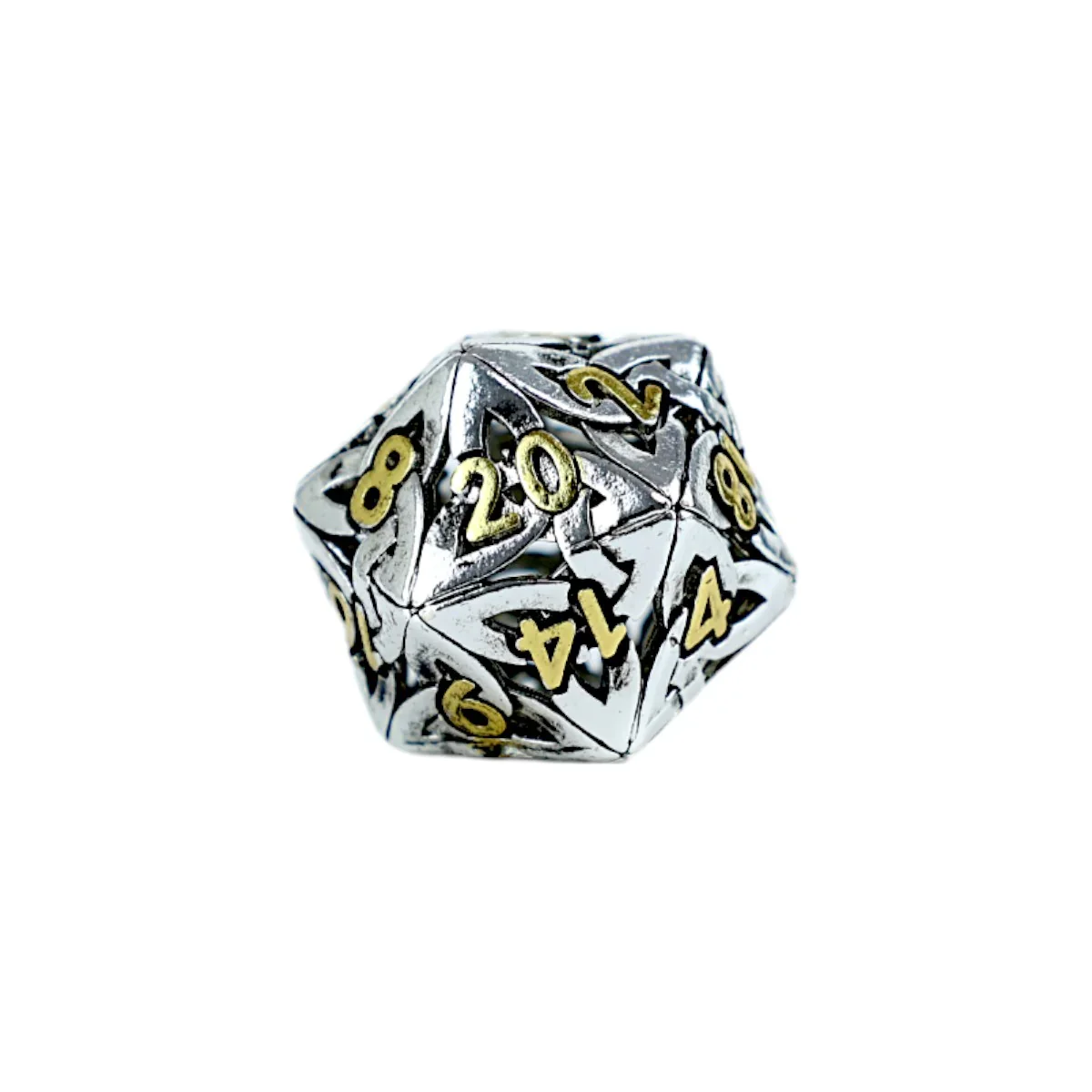 LPG Dice RPG Set Hollow Celtic - Chrome and Gold - Image 3
