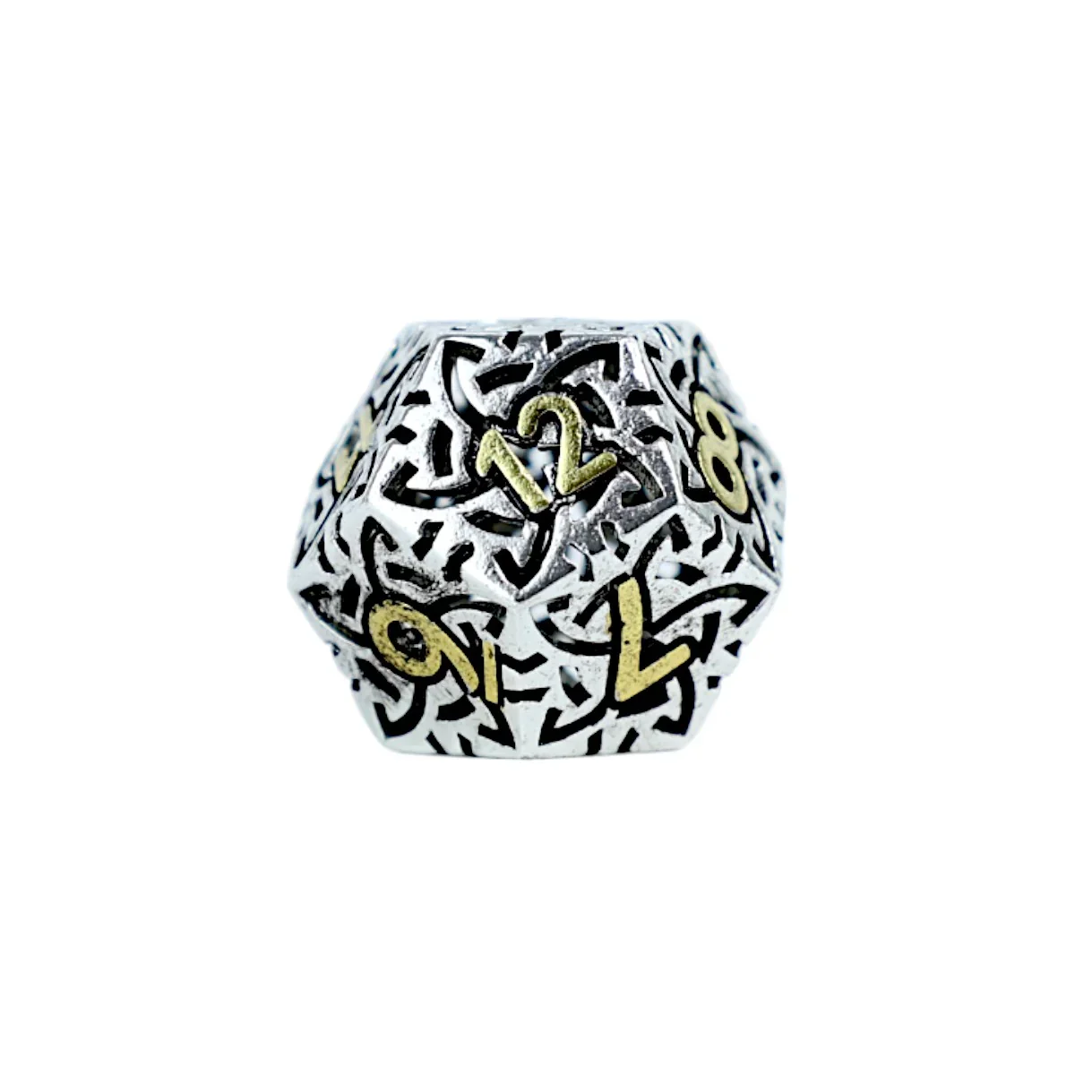 LPG Dice RPG Set Hollow Celtic - Chrome and Gold - Image 4
