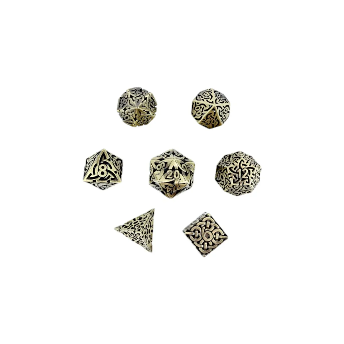 LPG Dice RPG Set Hollow Celtic - Tarnished Gold - Image 2
