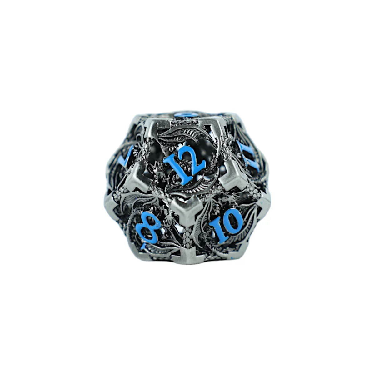 LPG Dice RPG Set Hollow Dragon - Stainless and Blue - Image 3