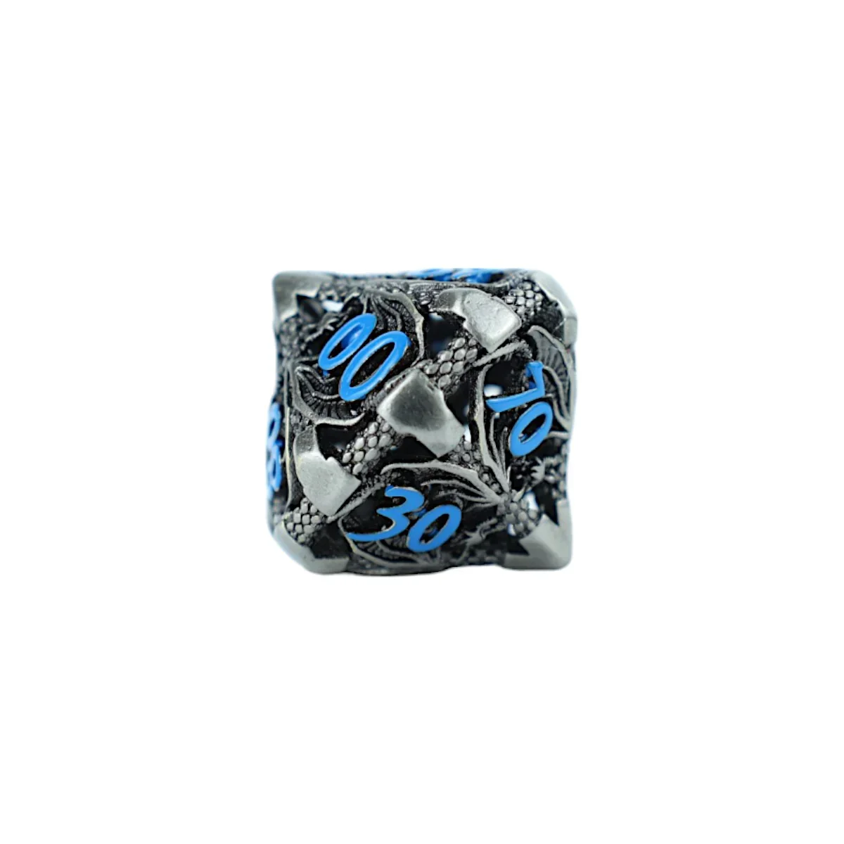 LPG Dice RPG Set Hollow Dragon - Stainless and Blue - Image 4