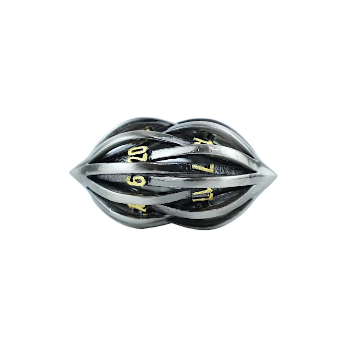 LPG Dice RPG Set Hollow Elliptic - Chrome and Gold - Image 2