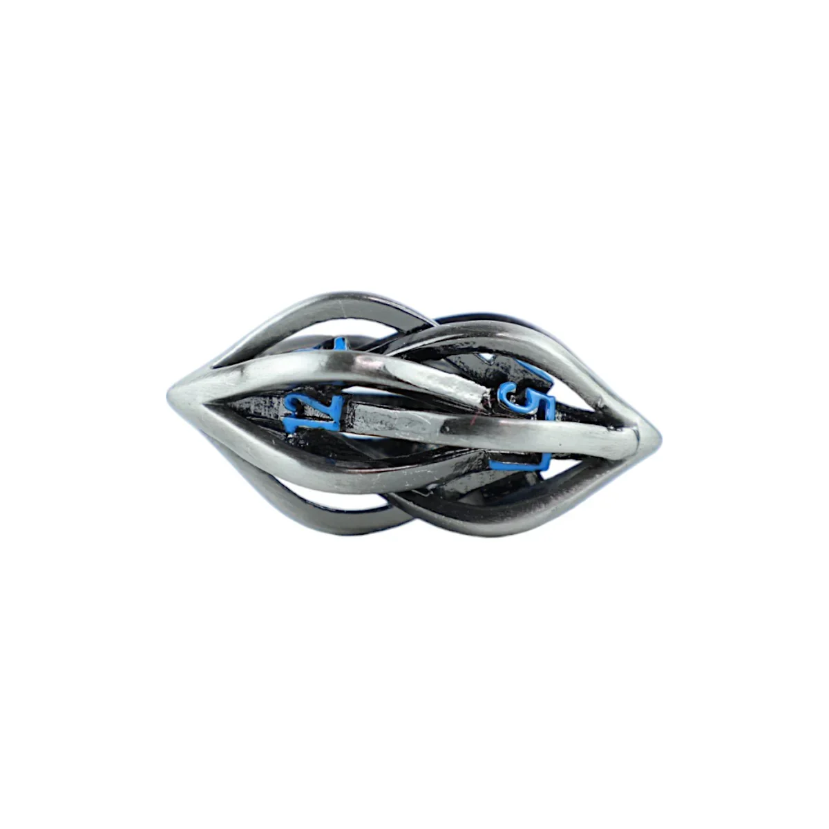 LPG Dice RPG Set Hollow Elliptic - Stainless and Blue - Image 3
