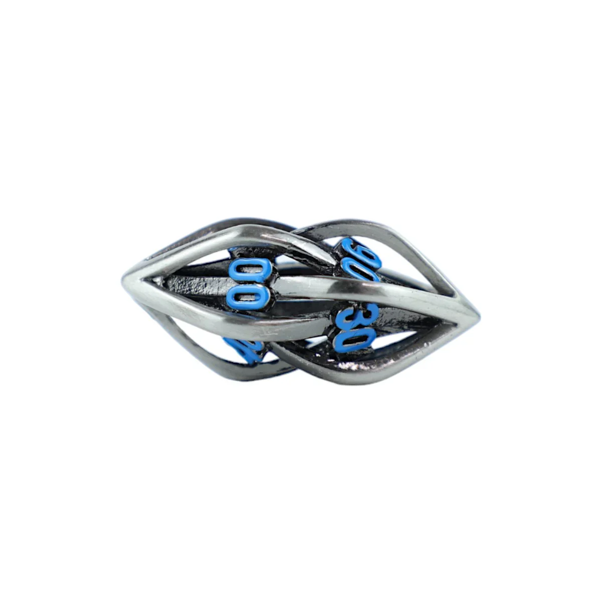 LPG Dice RPG Set Hollow Elliptic - Stainless and Blue - Image 4