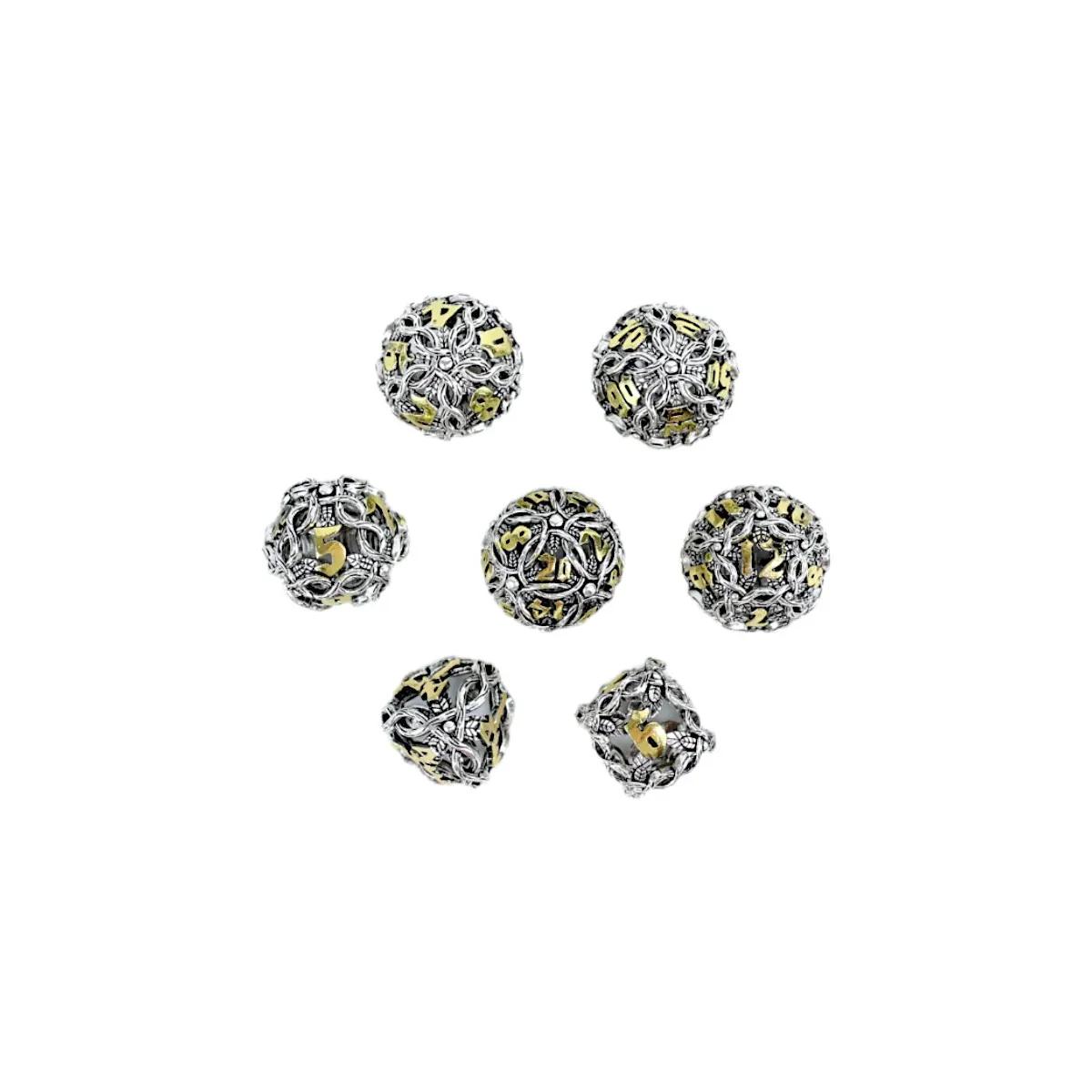 LPG Dice RPG Set Hollow Vines - Chrome and Gold - Image 2