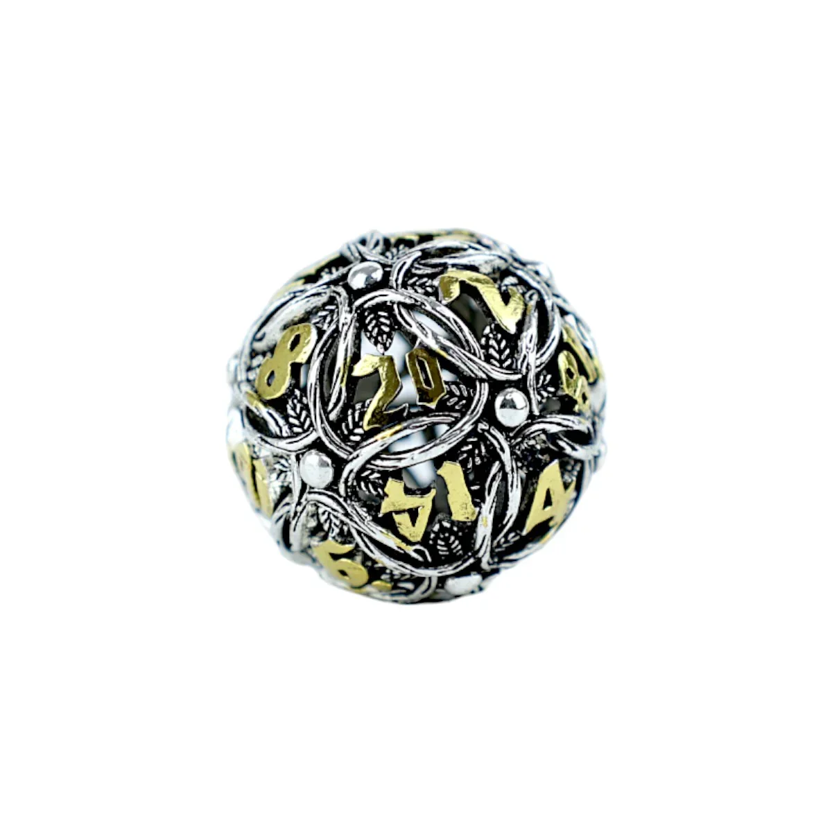 LPG Dice RPG Set Hollow Vines - Chrome and Gold - Image 3