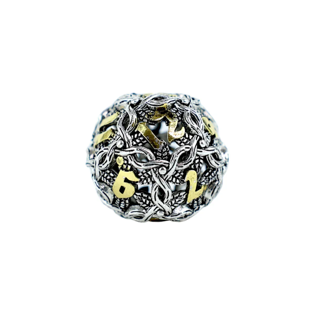 LPG Dice RPG Set Hollow Vines - Chrome and Gold - Image 4