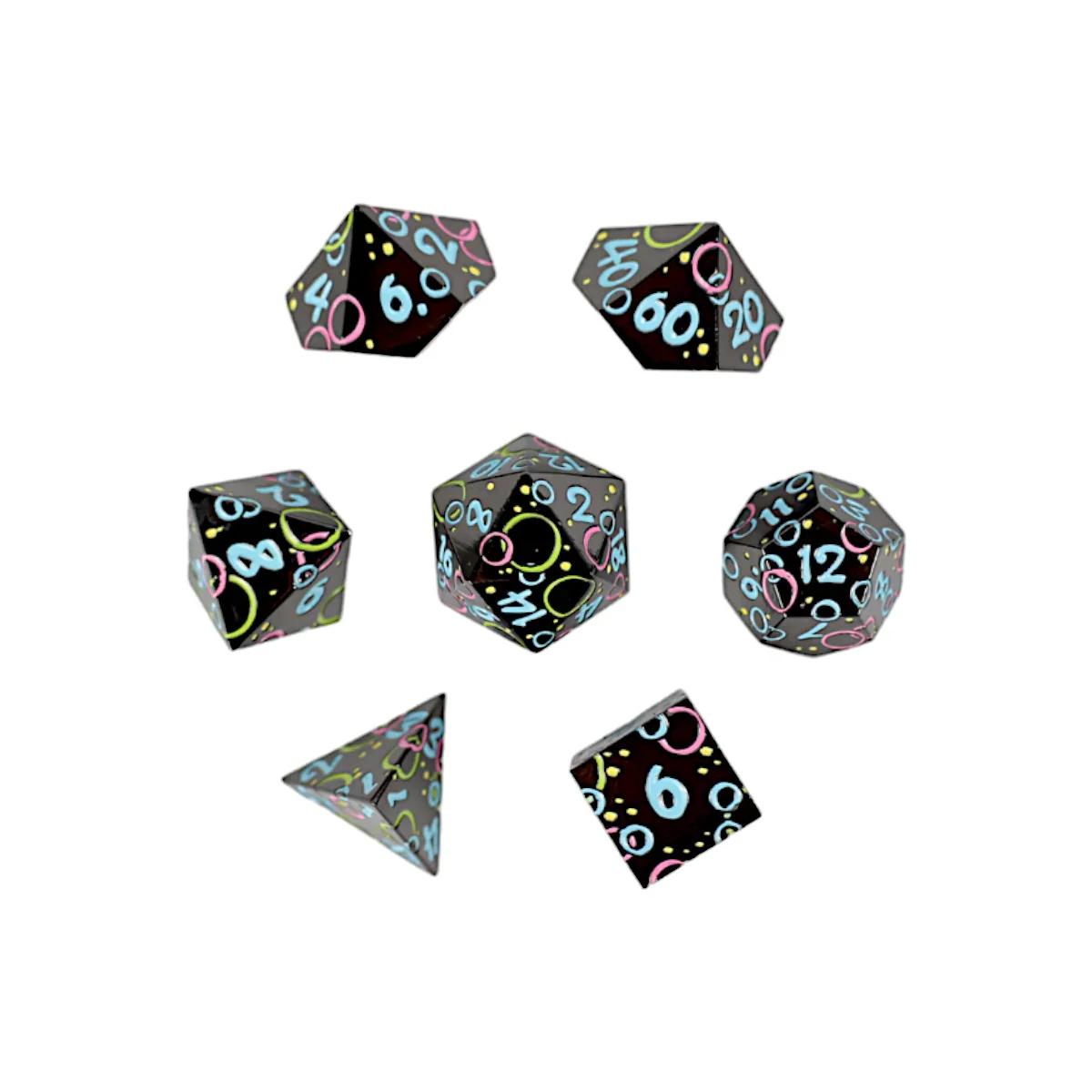 LPG Dice RPG Set Inscripted Bubbles Rainbow Black - Image 2