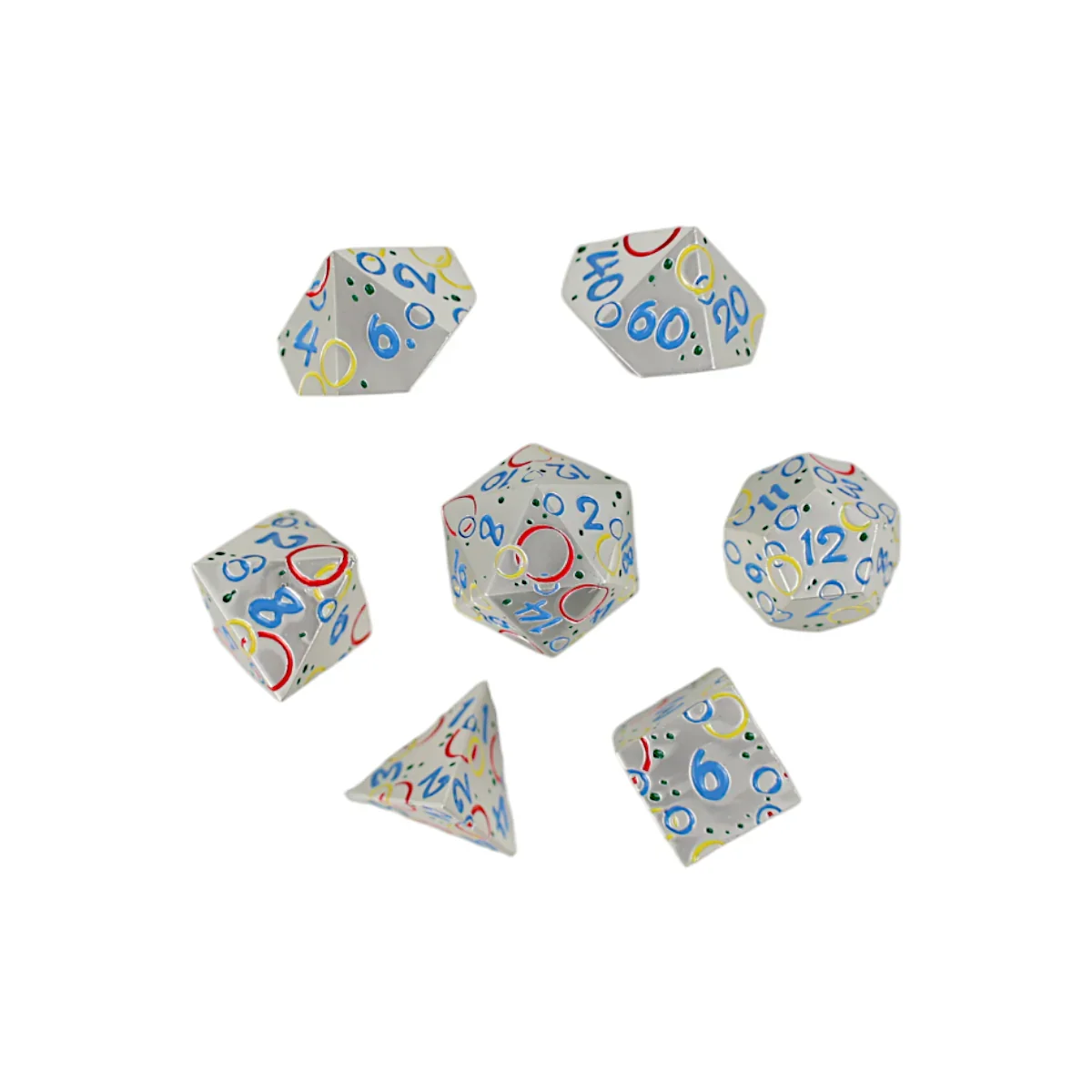 LPG Dice RPG Set Inscripted Bubbles Rainbow White - Image 2