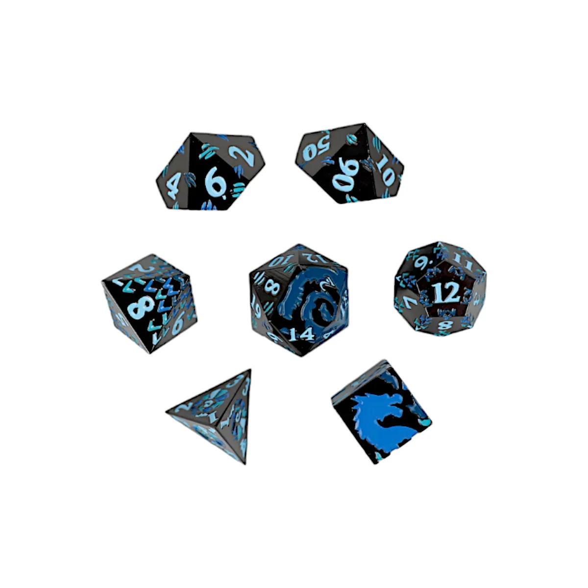 LPG Dice RPG Set Inscripted Dragon Blue - Image 2