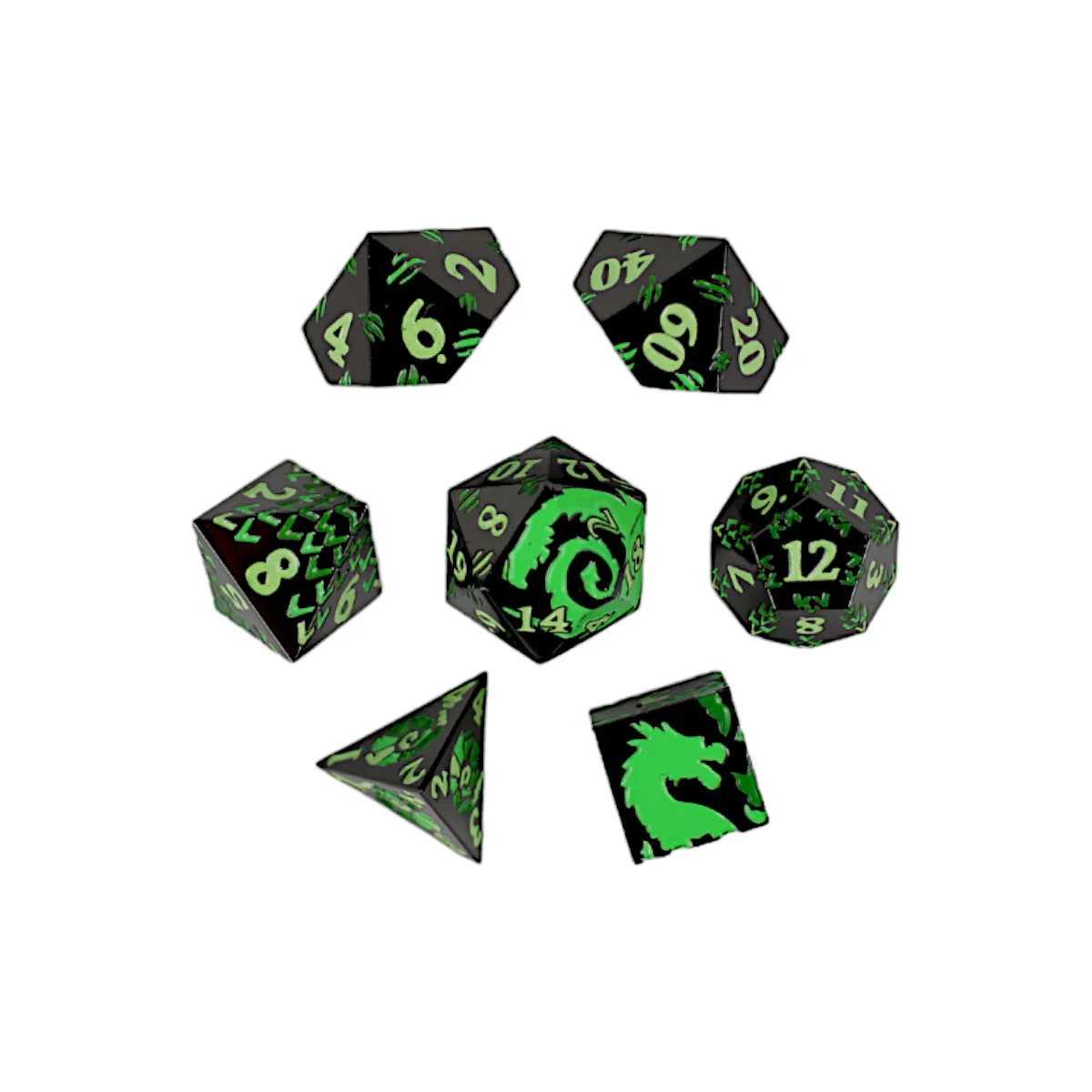 LPG Dice RPG Set Inscripted Dragon Green - Image 2