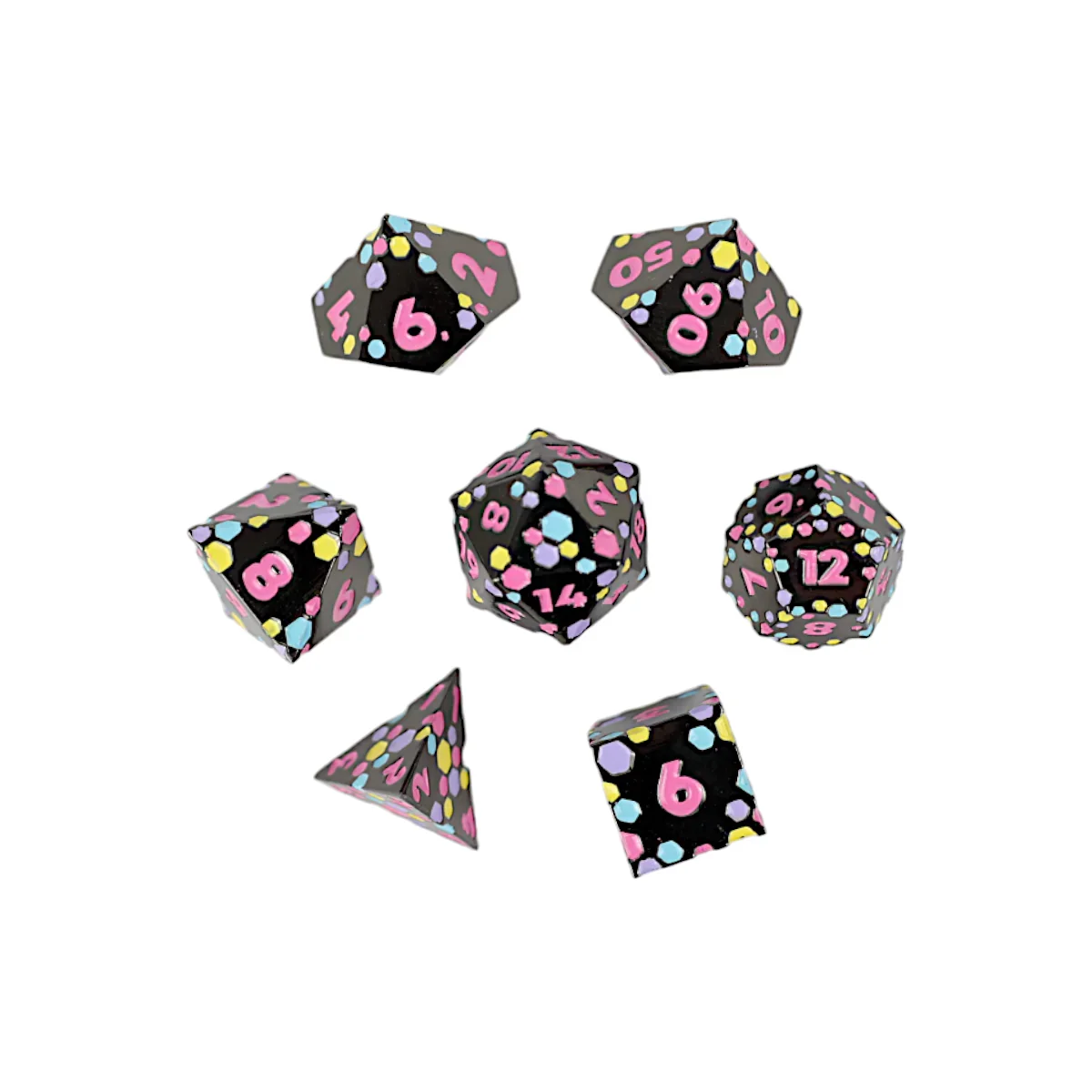 LPG Dice RPG Set Inscripted Hex Pastel Black - Image 2