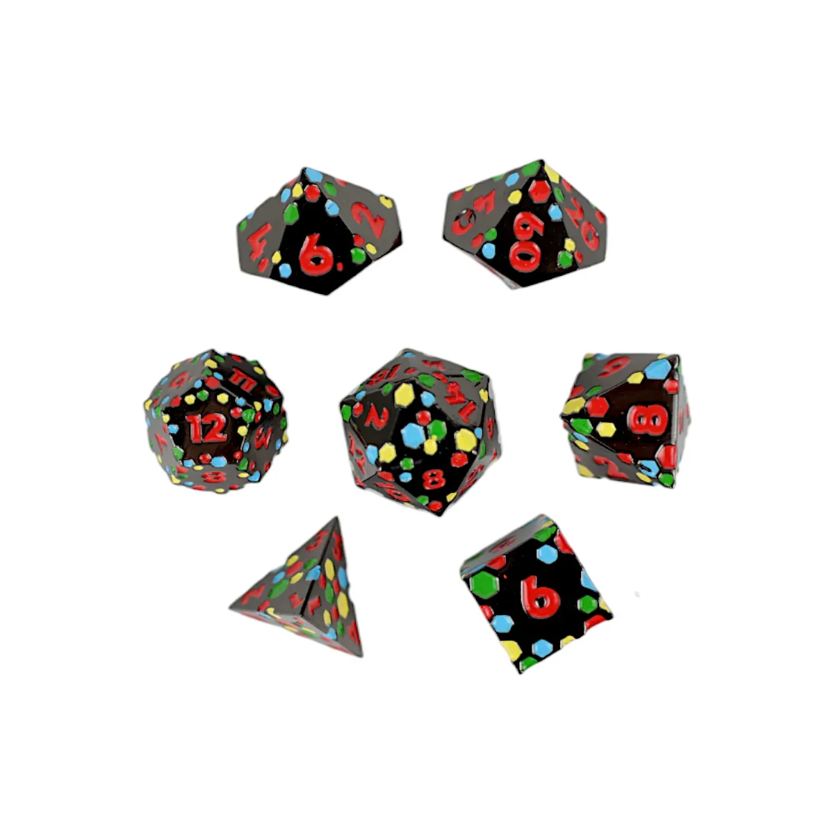 LPG Dice RPG Set Inscripted Hex Rainbow Black - Image 2