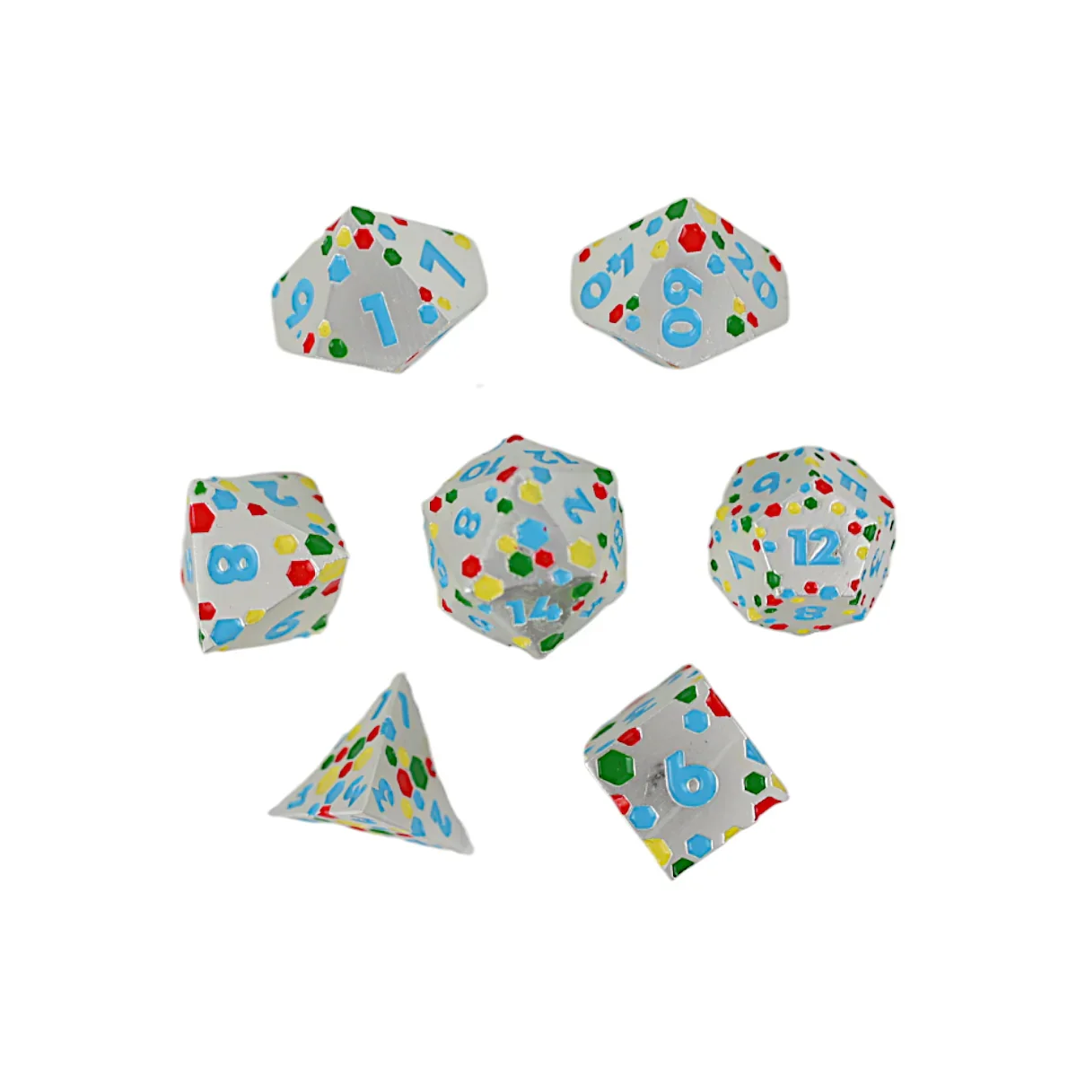 LPG Dice RPG Set Inscripted Hex Rainbow White - Image 2