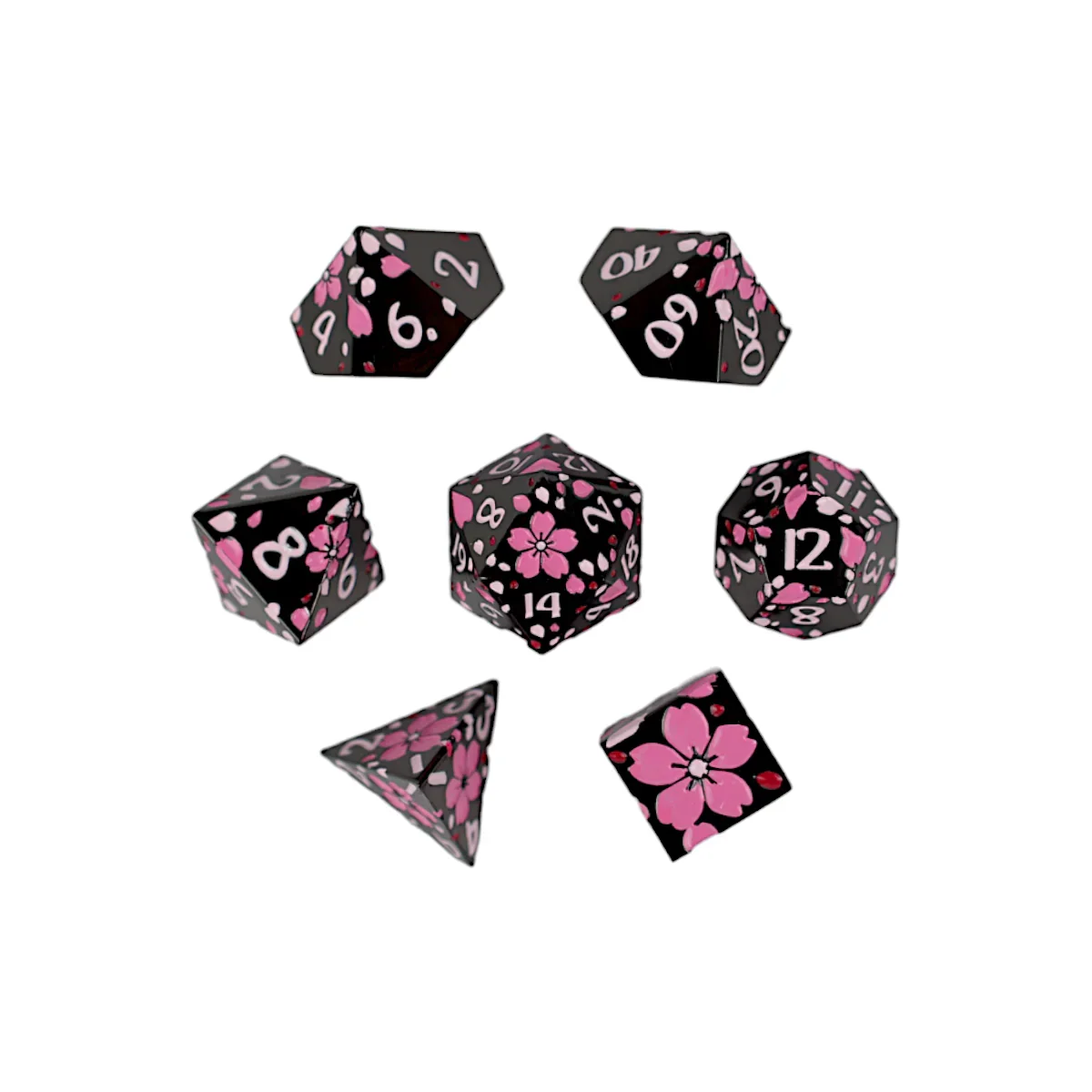 LPG Dice RPG Set Inscripted Sakura Black Pink - Image 2