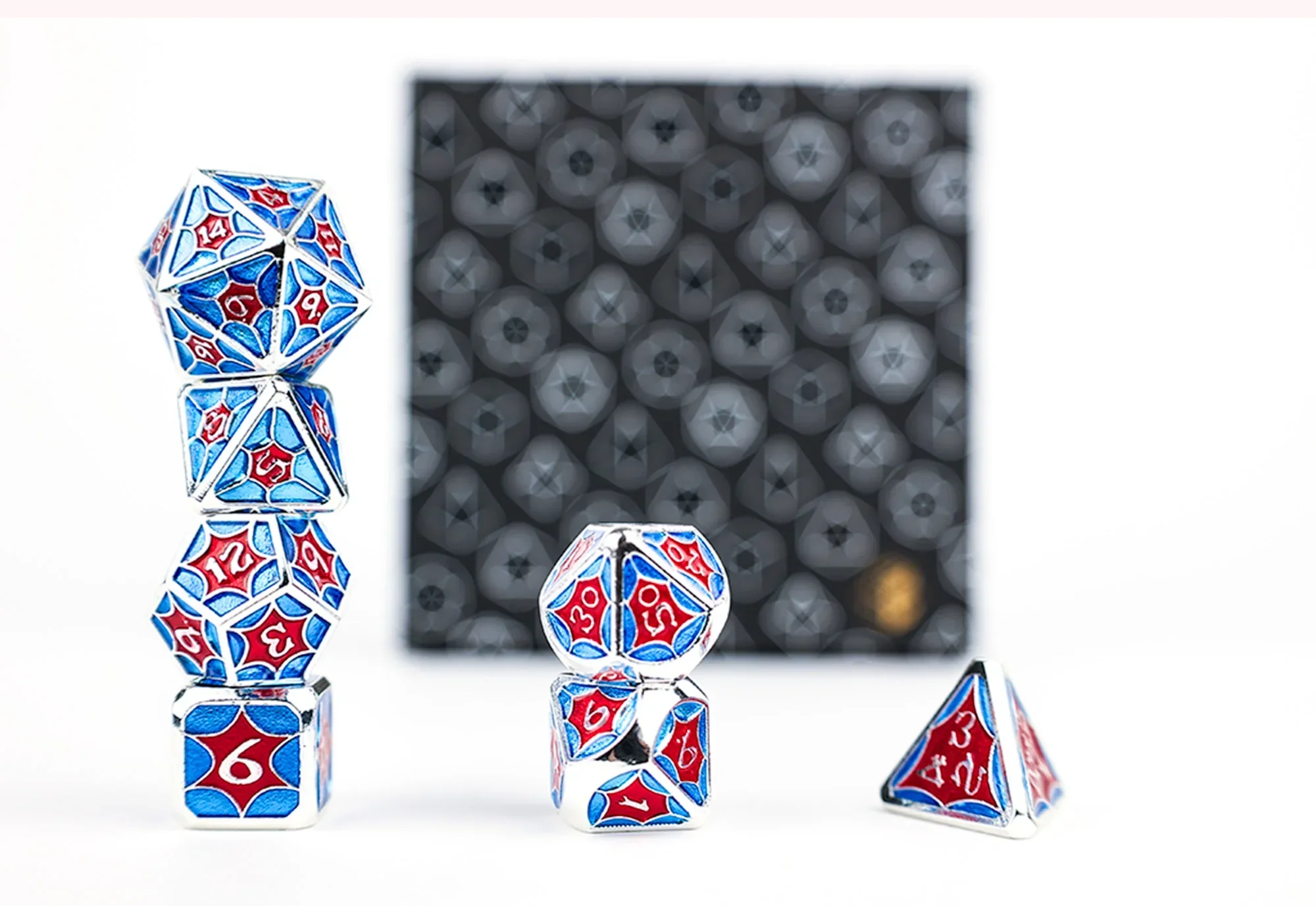 LPG Dice RPG Set Leadlight Red/Blue/Silver - Image 2