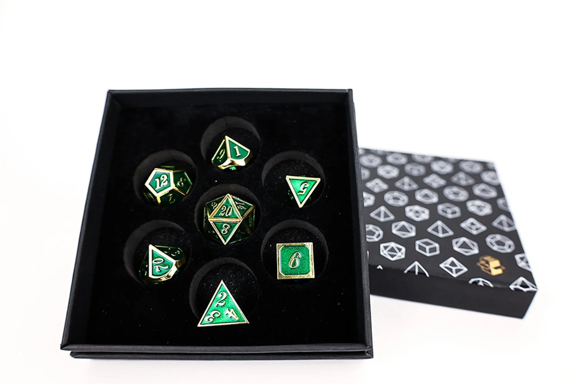 LPG Dice RPG Set Serif Green/Gold - Image 2