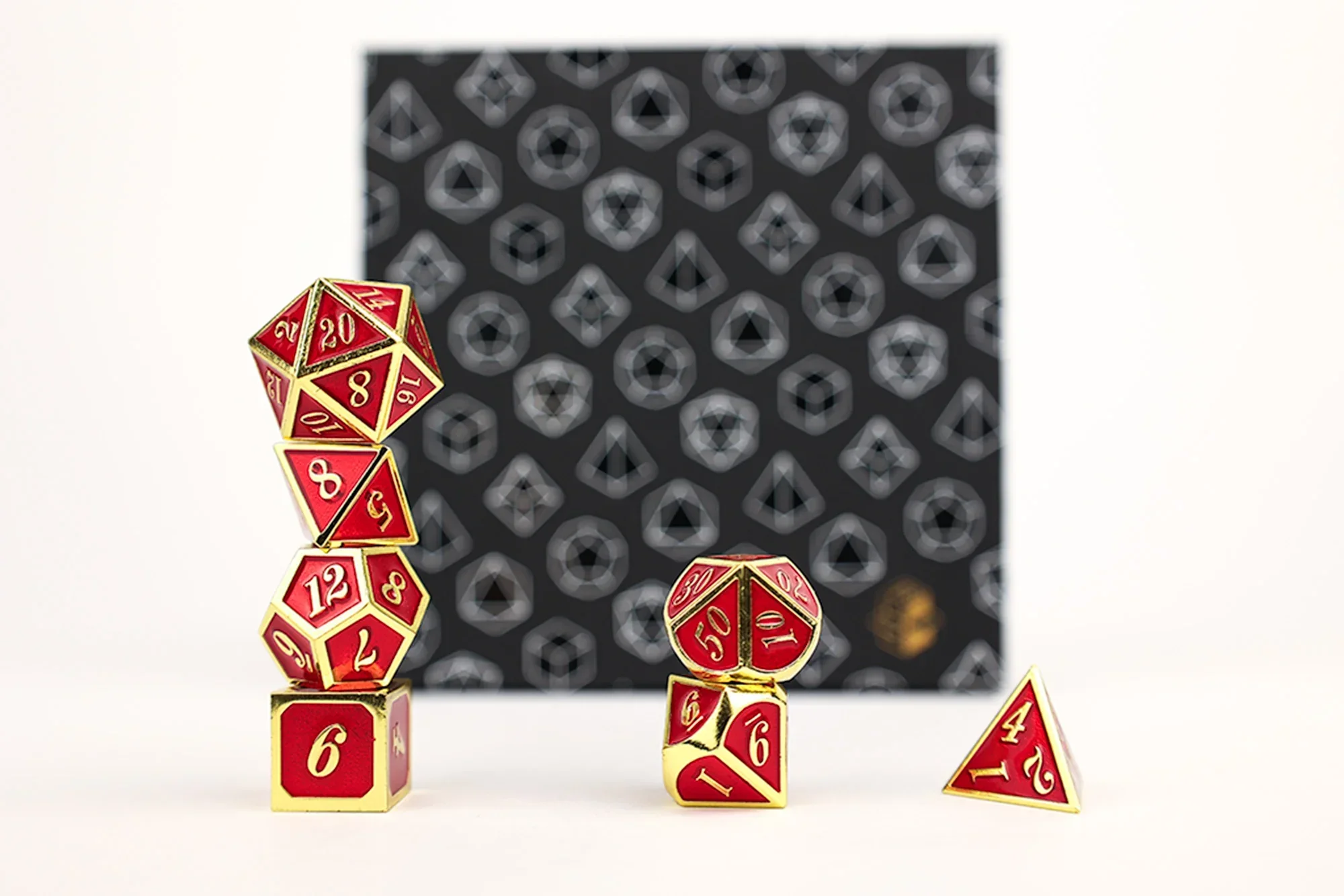 LPG Dice RPG Set Serif Red/Gold - Image 3