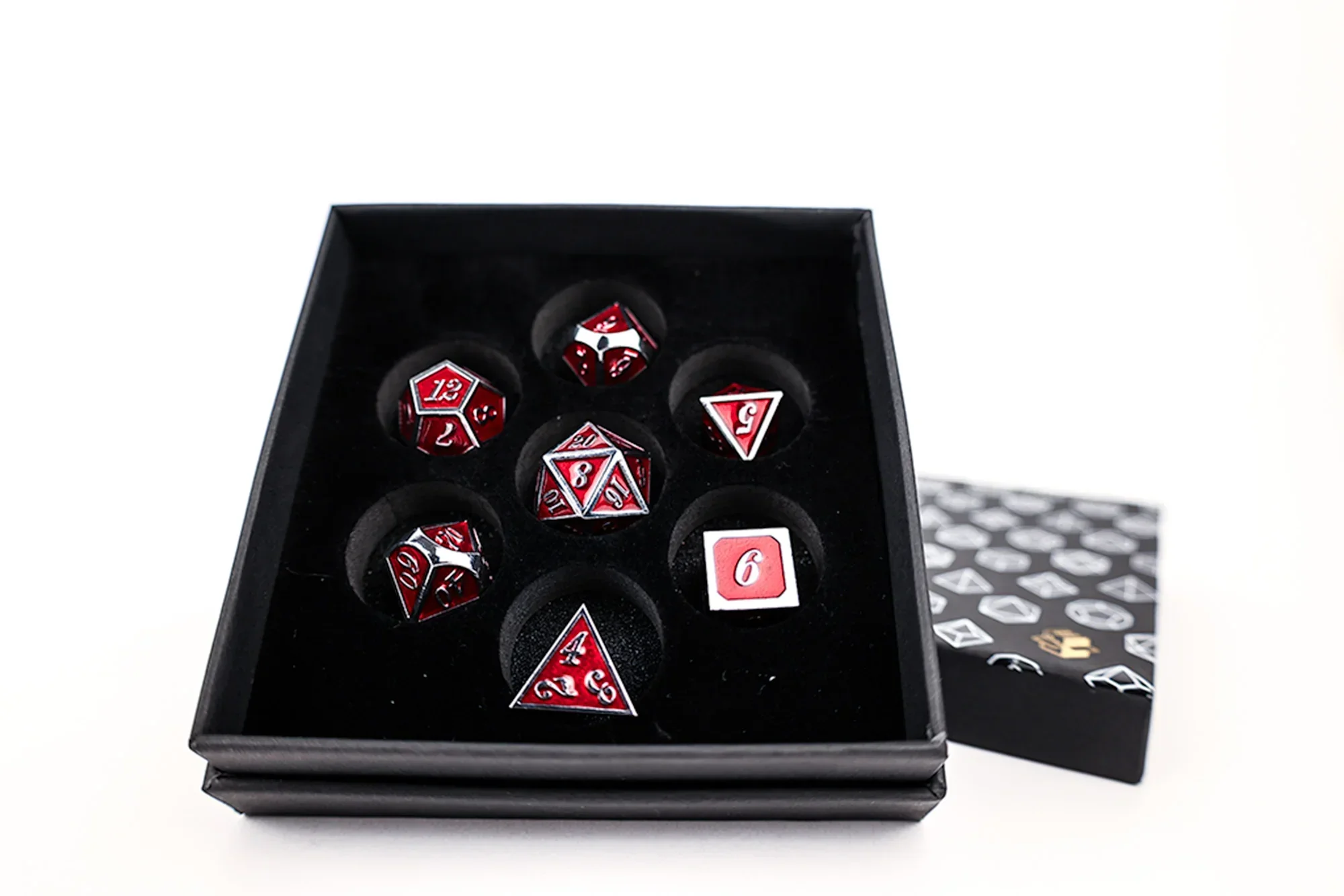 LPG Dice RPG Set Serif Red/Silver - Image 2