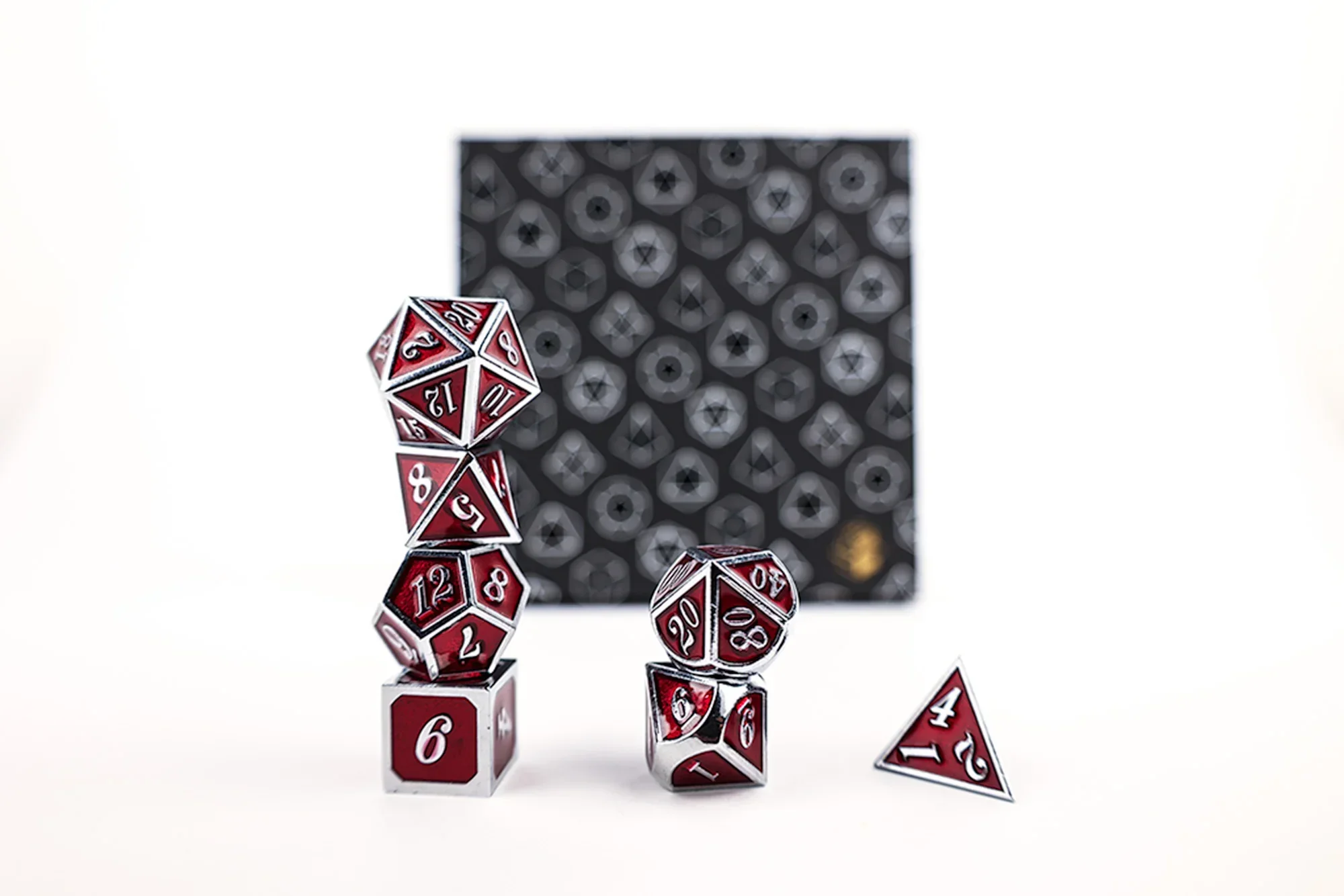 LPG Dice RPG Set Serif Red/Silver - Image 3