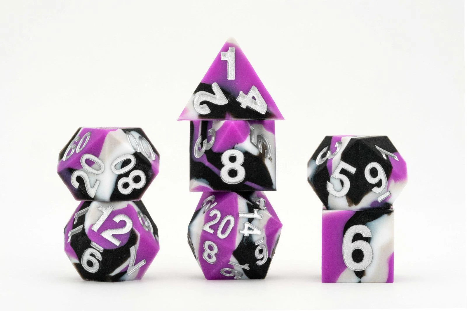MDG 16mm Pride Sharp Edge Silicone Rubber Poly Dice Set: Asexual