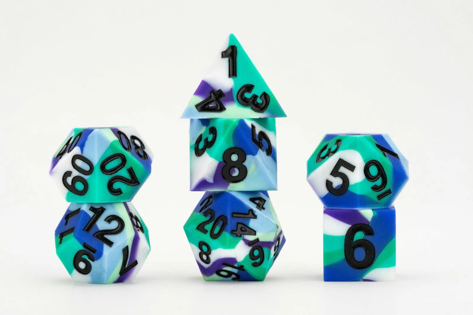 MDG 16mm Pride Sharp Edge Silicone Rubber Poly Dice Set: Gay Men