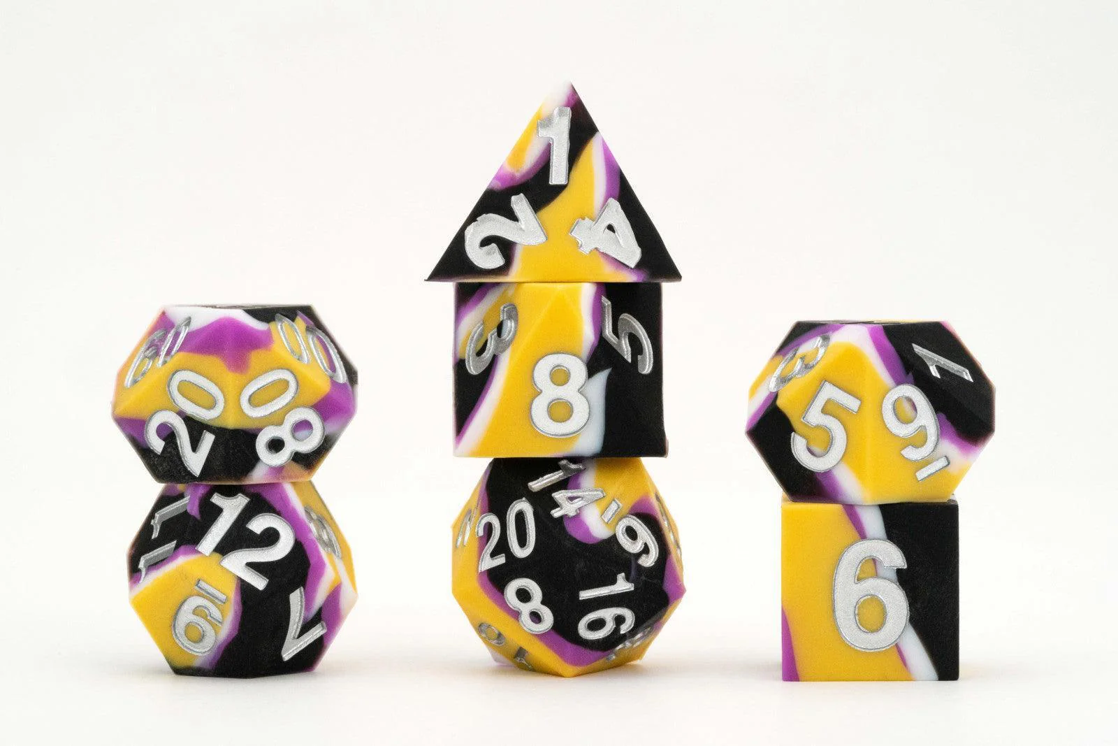 MDG 16mm Pride Sharp Edge Silicone Rubber Poly Dice Set: Nonbinary