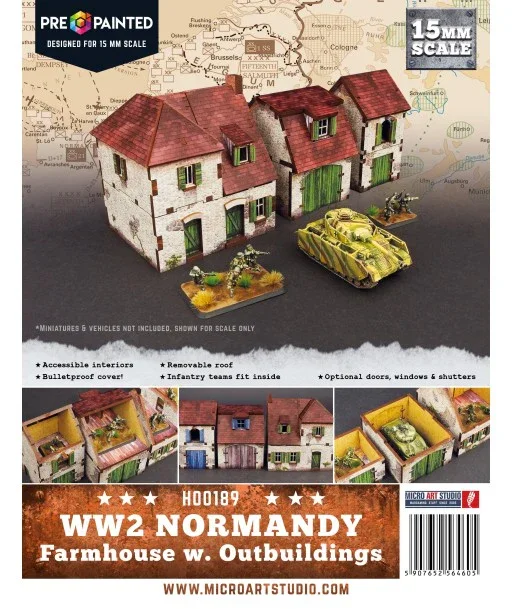 Micro Art Studio - WW2 Normandy Farmhouse w. Outbuildings (Pre-painted 15mm)