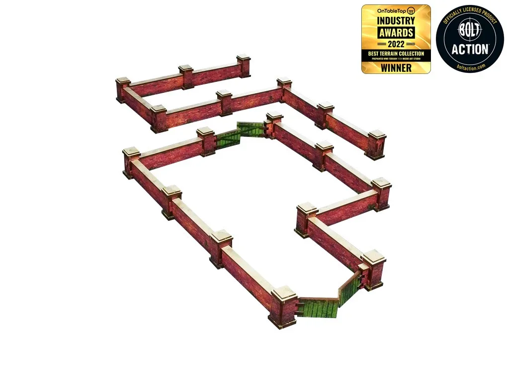 Micro Art Studio - WW2 Normandy Wall w. Gate (low) (Pre-painted 28mm)