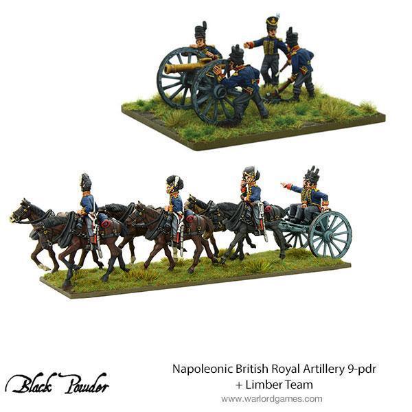 Napoleonic British Royal Artillery 9-Pdr And Limber Team